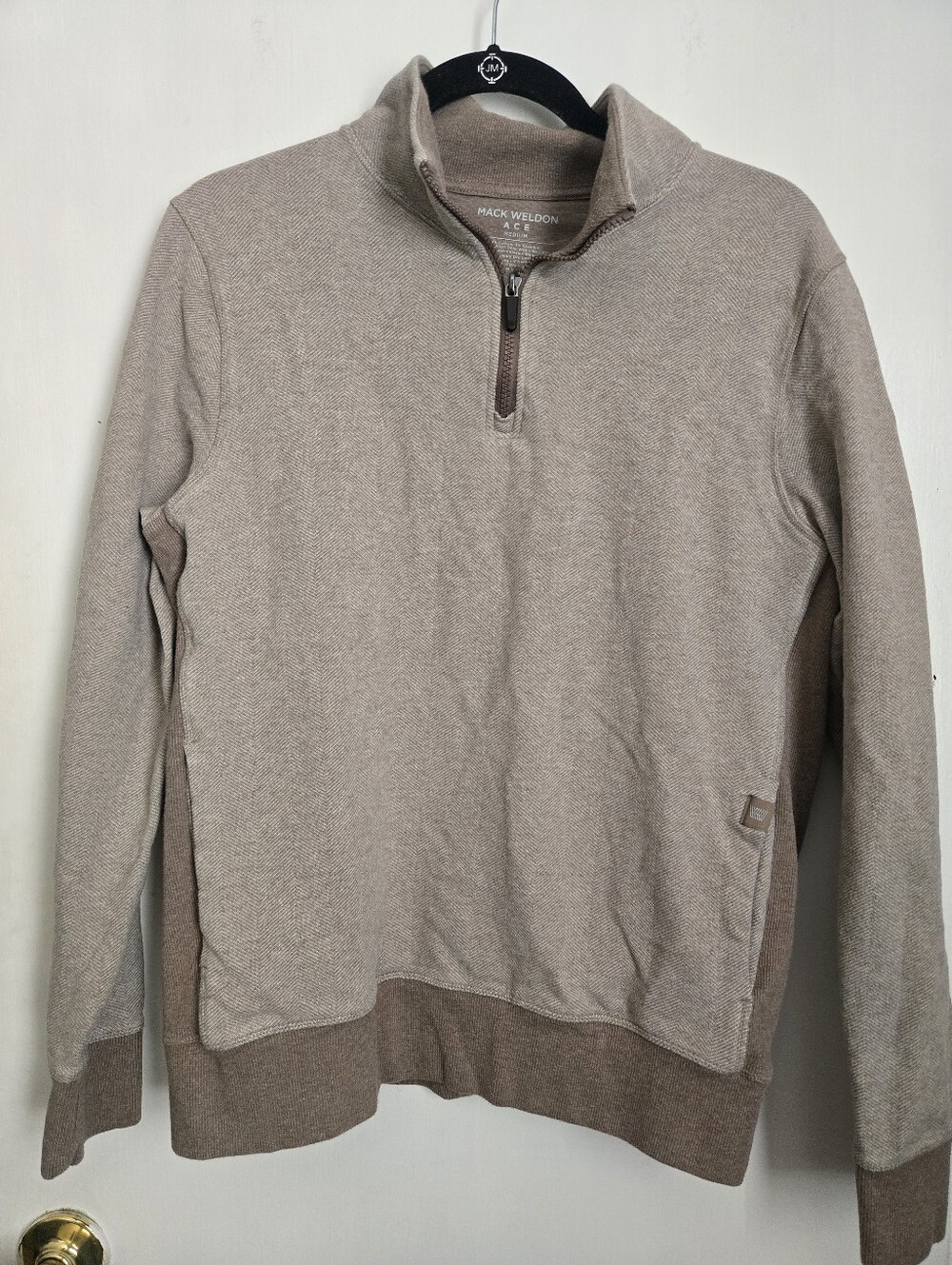 Mack Weldon Half-Zip Sweater in Taupe Sz M